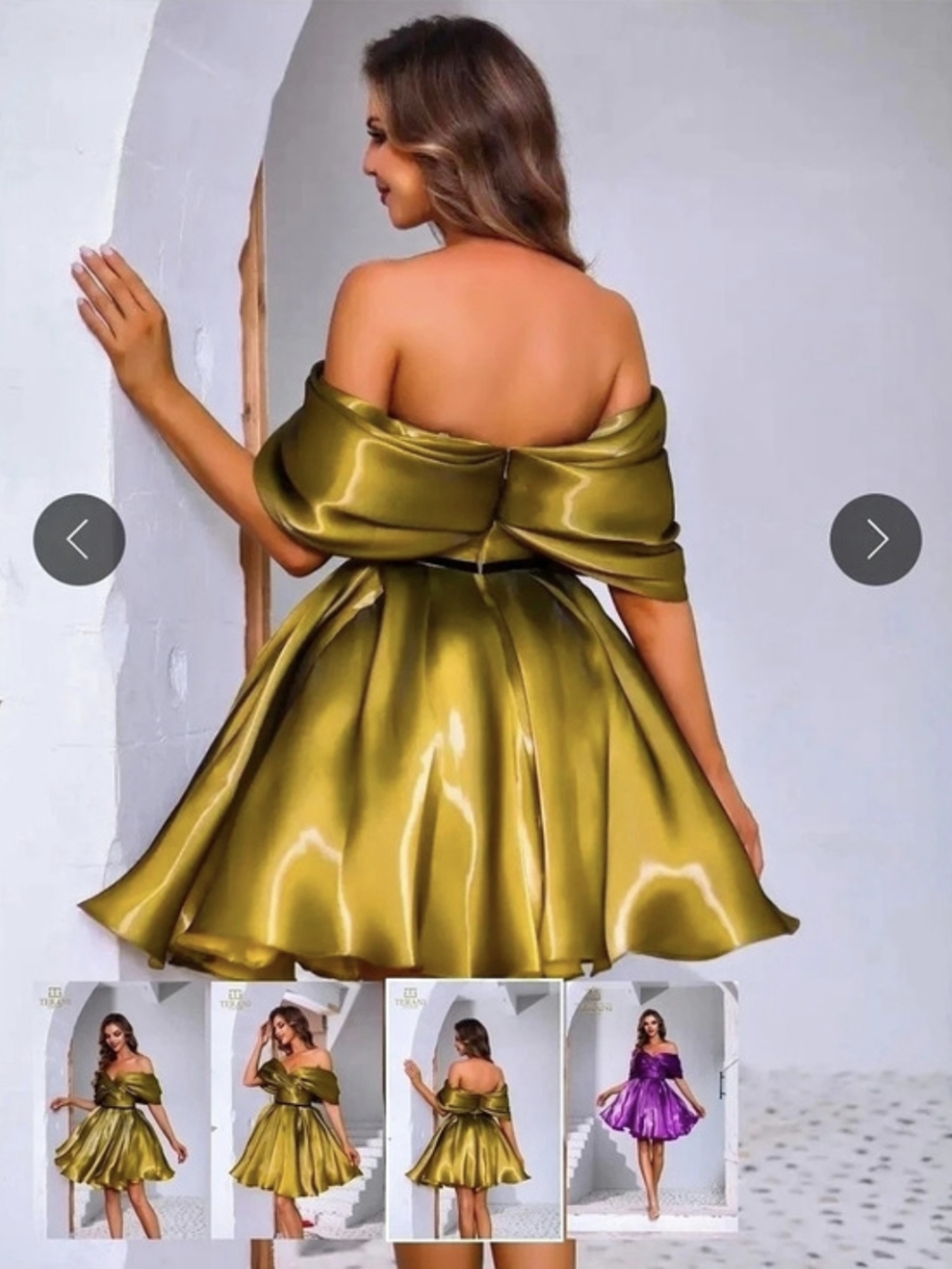 8/ Terani Off the Shoulder Short Cocktail Dress Off Shoulderl Dress 251C4045 - Picture 3 of 7